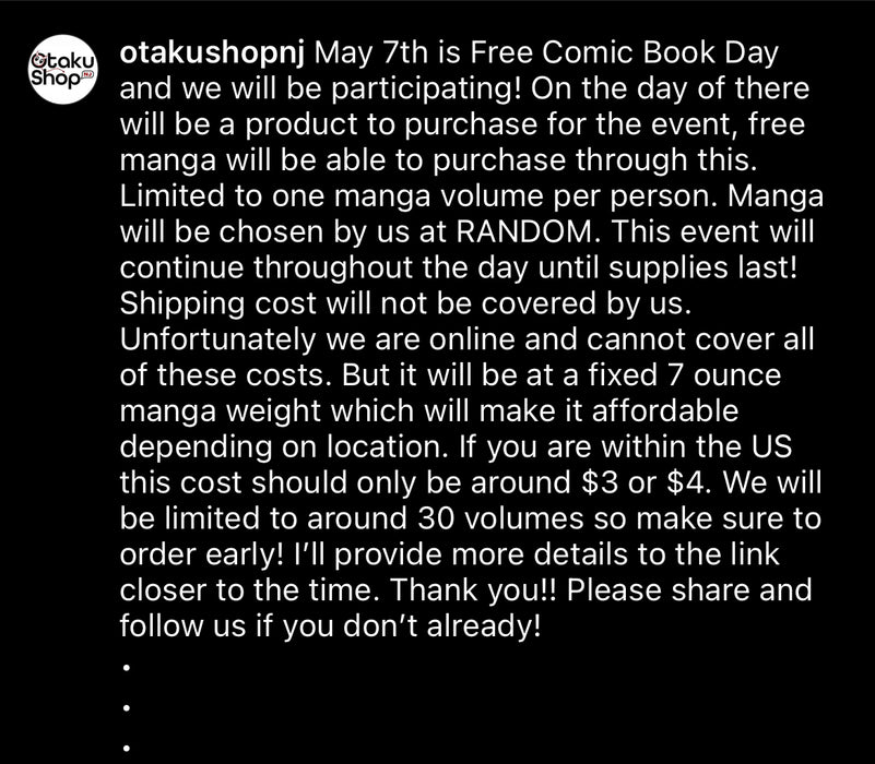 Free Comic Book Day Event - One Free Manga